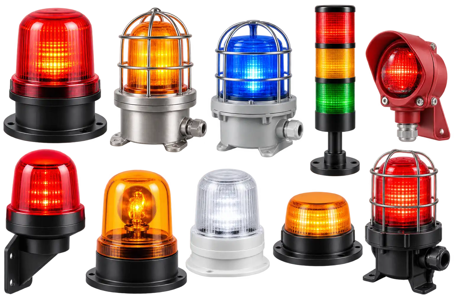 Warning beacons for industrial alarm systems